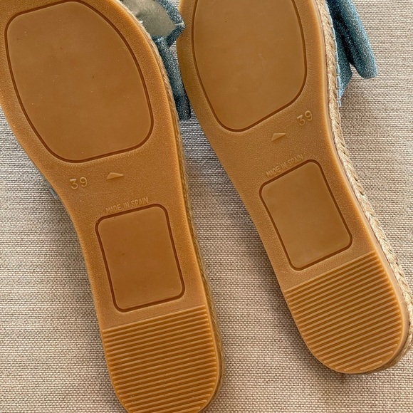 MANEBI Bow-embellished Lurex Metallic Espadrille Slides Women’s Sz 39 (US 9) NEW - Picture 9 of 10